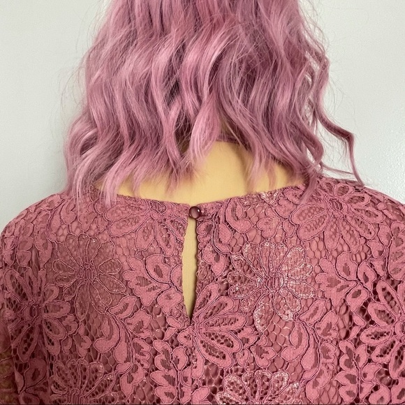 Nanette by Nanette Lepore Lace Blouse Ruffled Sleeves Scalloped Hem Size Medium - Picture 6 of 11